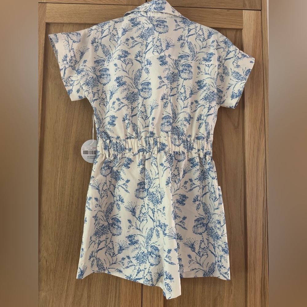Floral Blue and Cream Jumpsuit - Picture 6 of 6